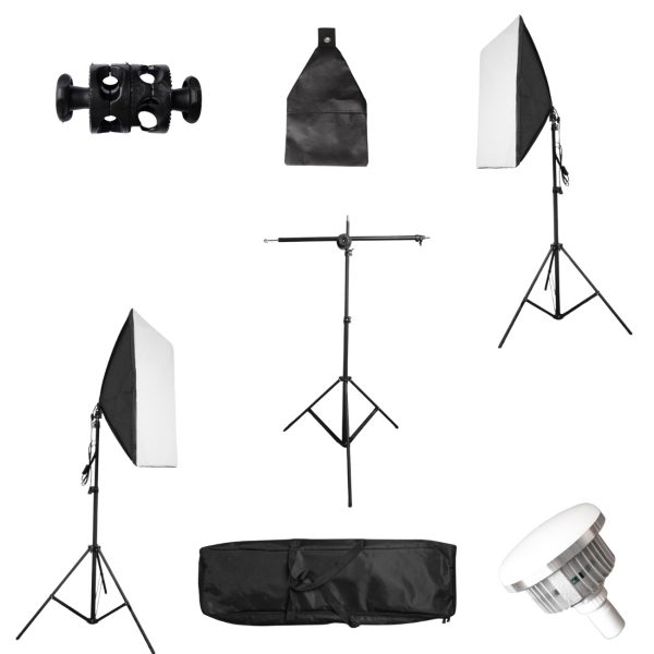 کیت سه شاخه هولدر تک لامپ Triple Studio Softbox Photography Lighting Kit