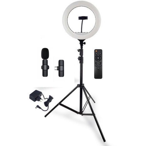 کیت بلاگری رینگ لایت YQ-420A(رینگ لایت+میکروفون بیسیم+پایه)