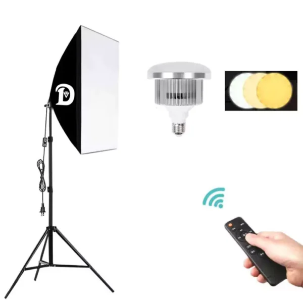 كيت تک شاخه ويديو لامپ video lamp kit with softbox with tripod