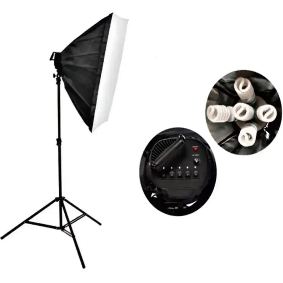 نور ثابت ۵ لامپ به همراه سافت باکس و پایه